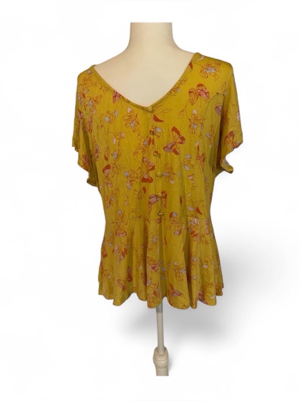 ModCloth Yellow Floral Butterfly Top Size 1X